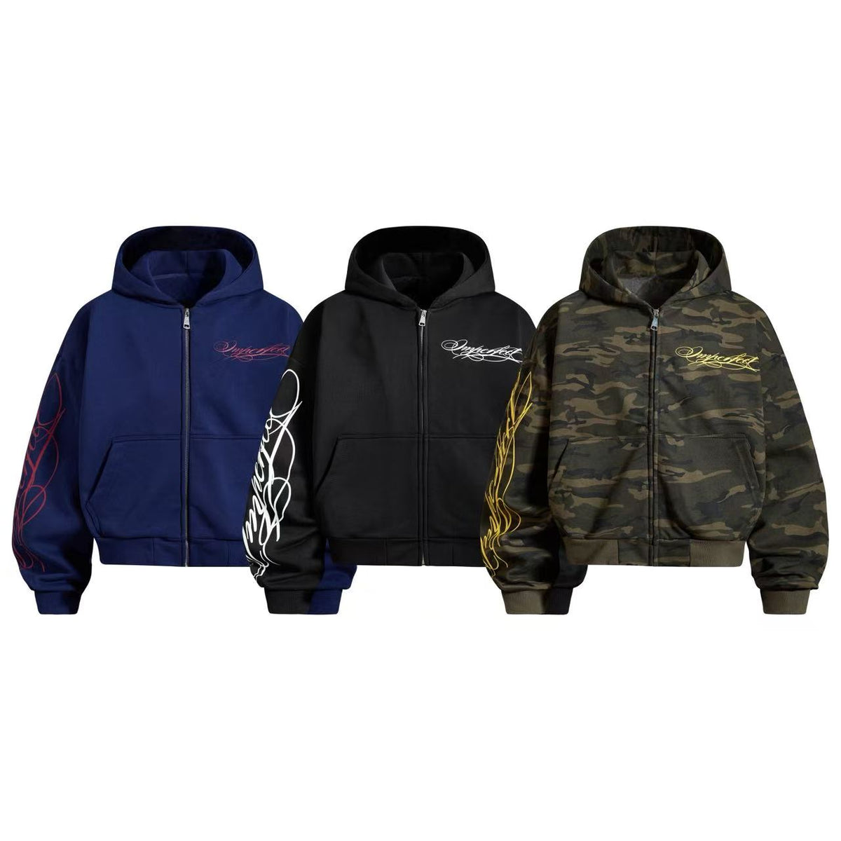 Madxmarx Script Sleeve Zip-Up Hoodie