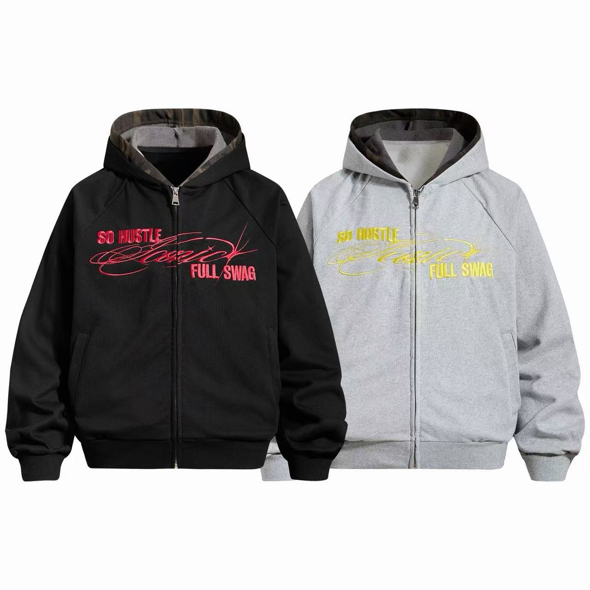 Madxmarx Hustle Script Zip-Up Hoodie