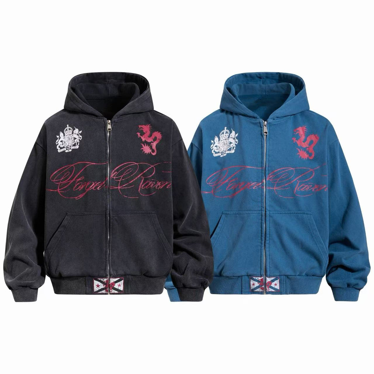 Madxmarx Dragon Script Zip-Up Hoodie