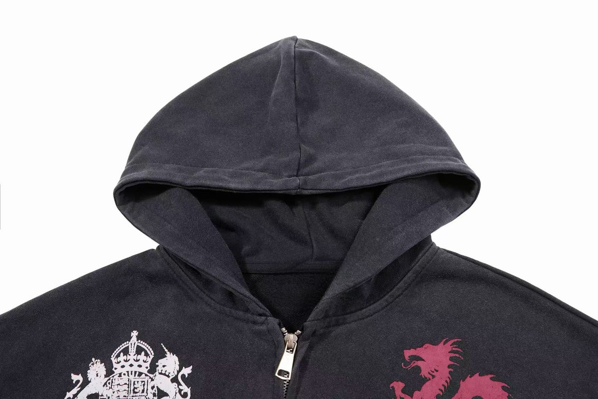 Madxmarx Dragon Script Zip-Up Hoodie