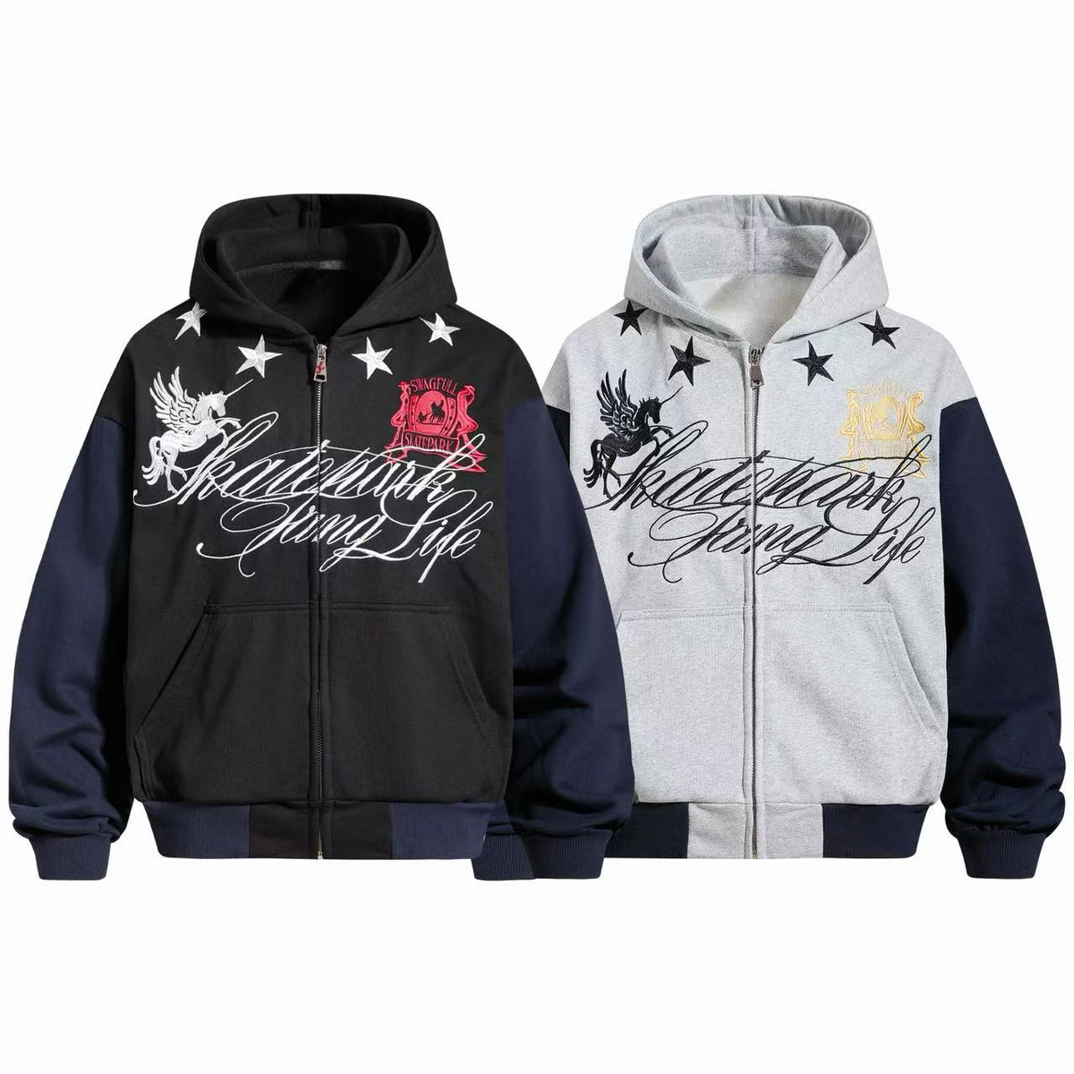 Madxmarx Pegasus Script Zip-Up Hoodie