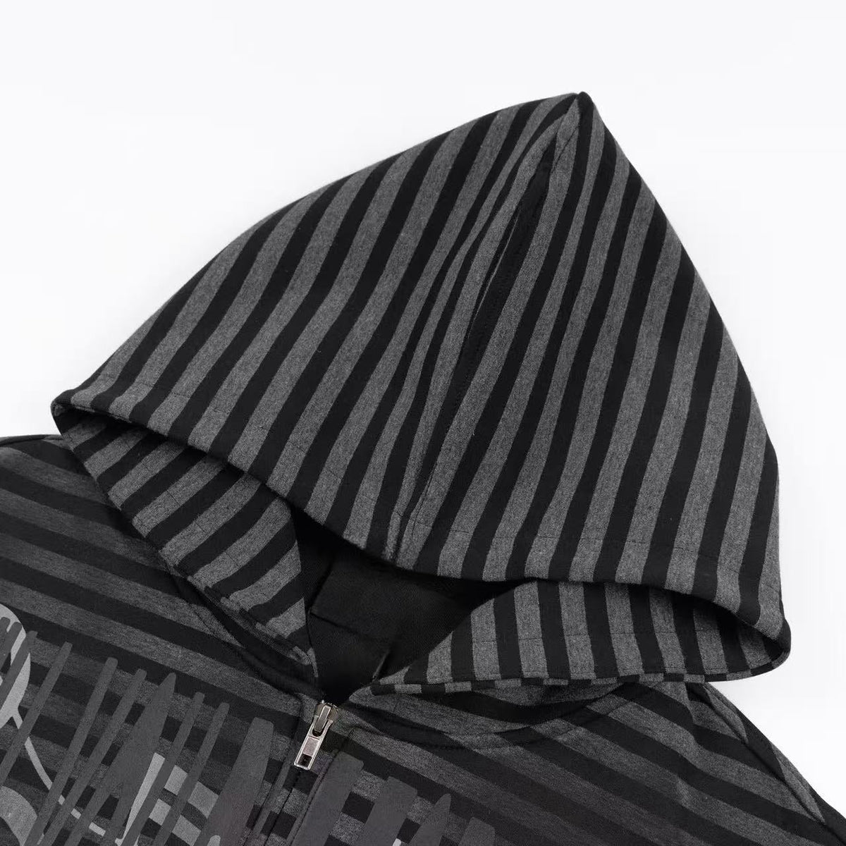 Madxmarx Striped Graphic Zip-Up Hoodie