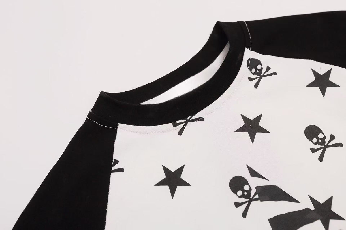 Madxmarx Skull Star Raglan Long Sleeve Tee