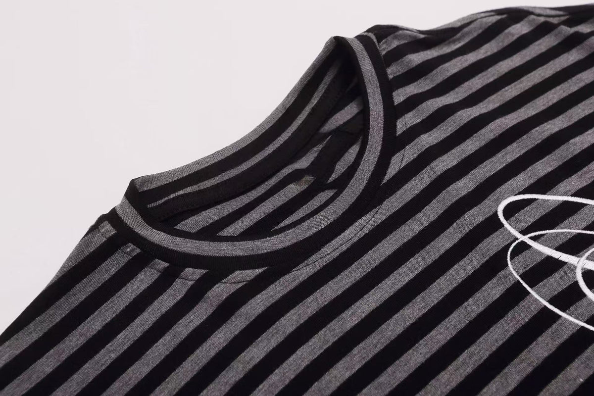 Madxmarx Striped Script Long Sleeve Tee