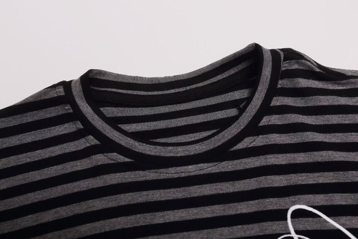 Madxmarx Striped Script Long Sleeve Tee