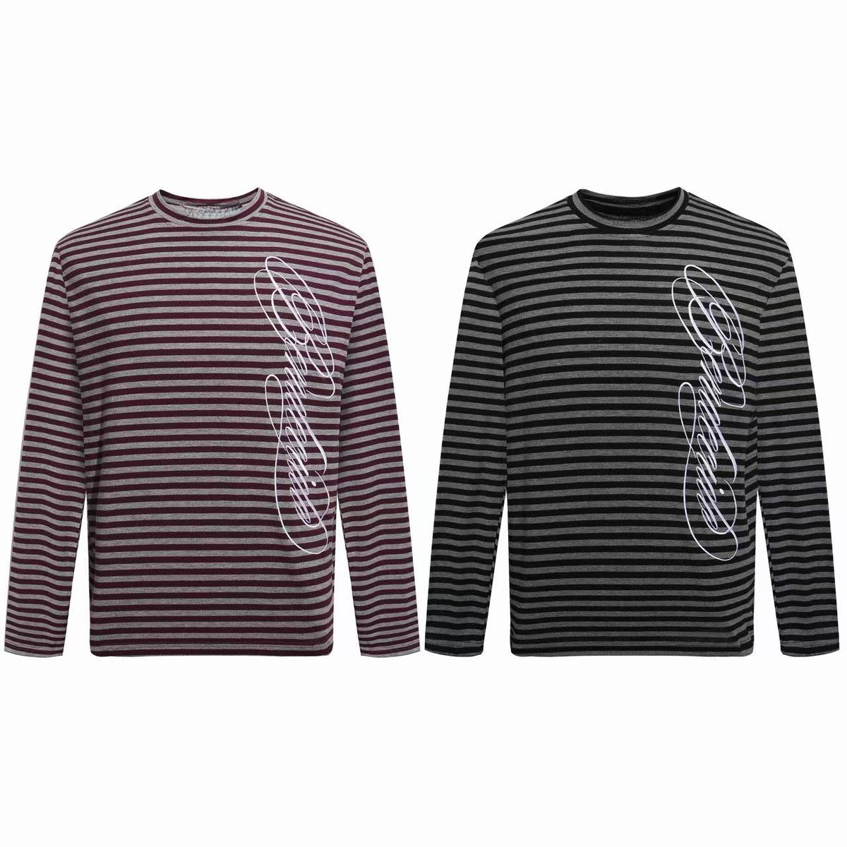 Madxmarx Striped Script Long Sleeve Tee