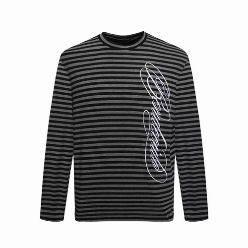 Madxmarx Striped Script Long Sleeve Tee - M / Black