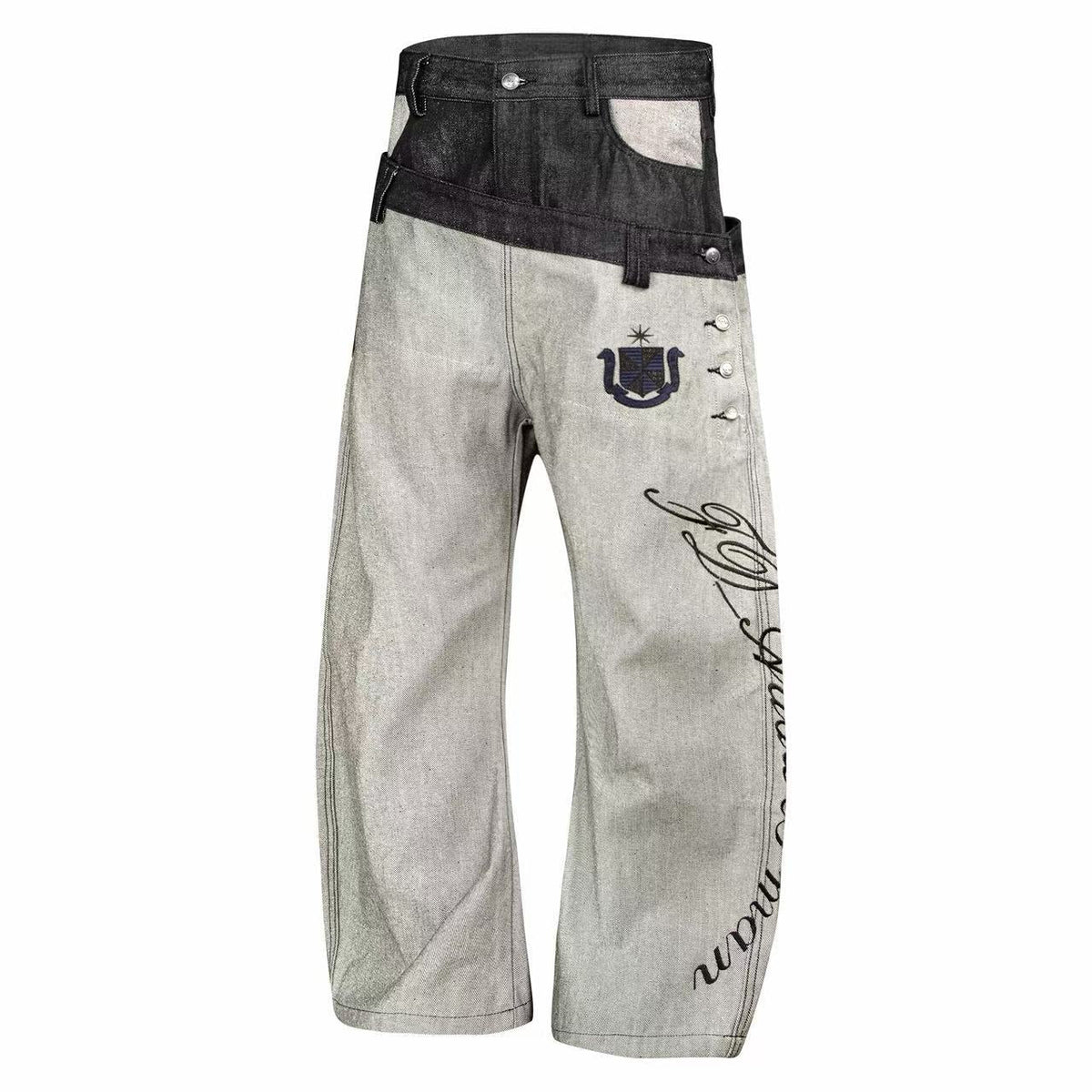 Madxmarx Asymmetric Layered Wide-Leg Jeans