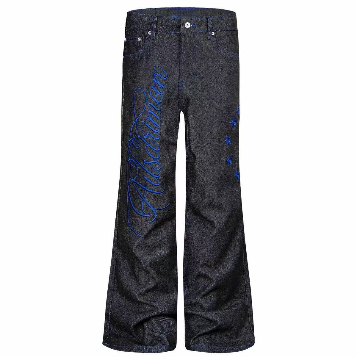 Madxmarx Blue Script Star Wide-Leg Jeans