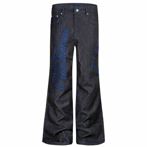 Madxmarx Blue Script Star Wide-Leg Jeans - S / Black