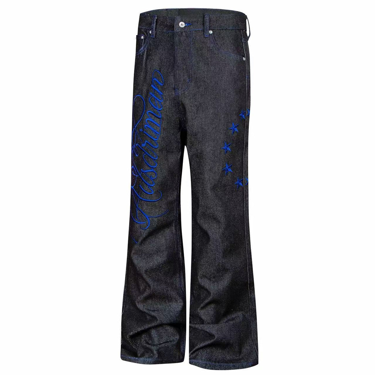 Madxmarx Blue Script Star Wide-Leg Jeans
