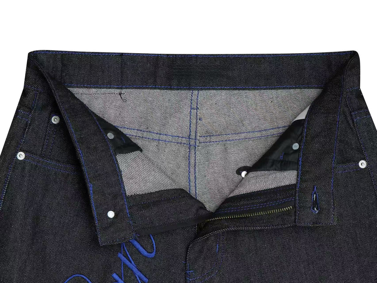 Madxmarx Blue Script Star Wide-Leg Jeans