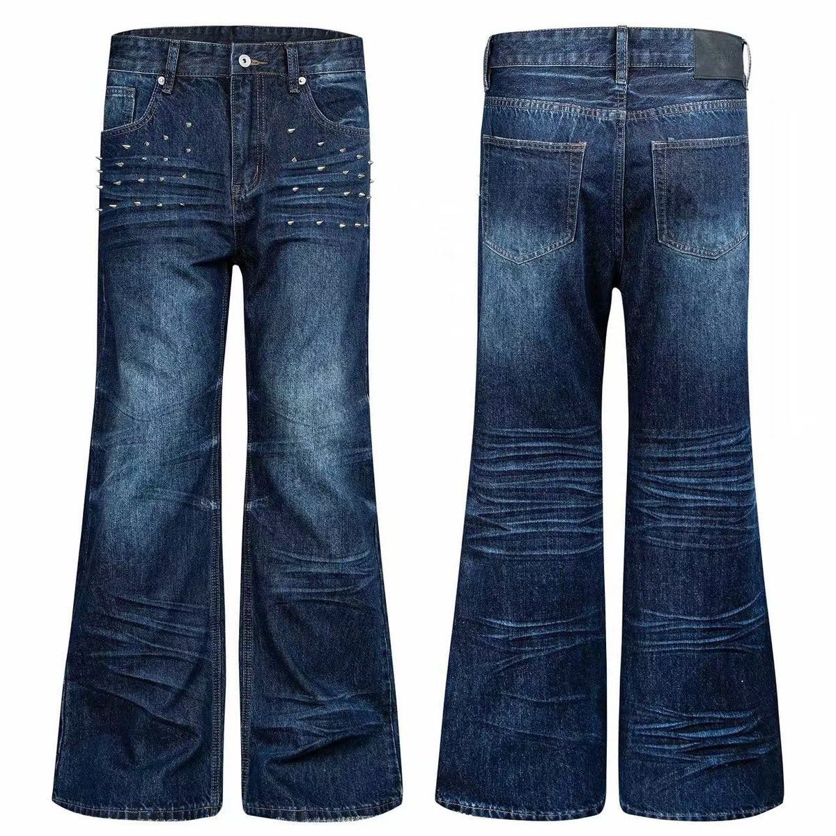 Madxmarx Studded Washed Wide-Leg Jeans
