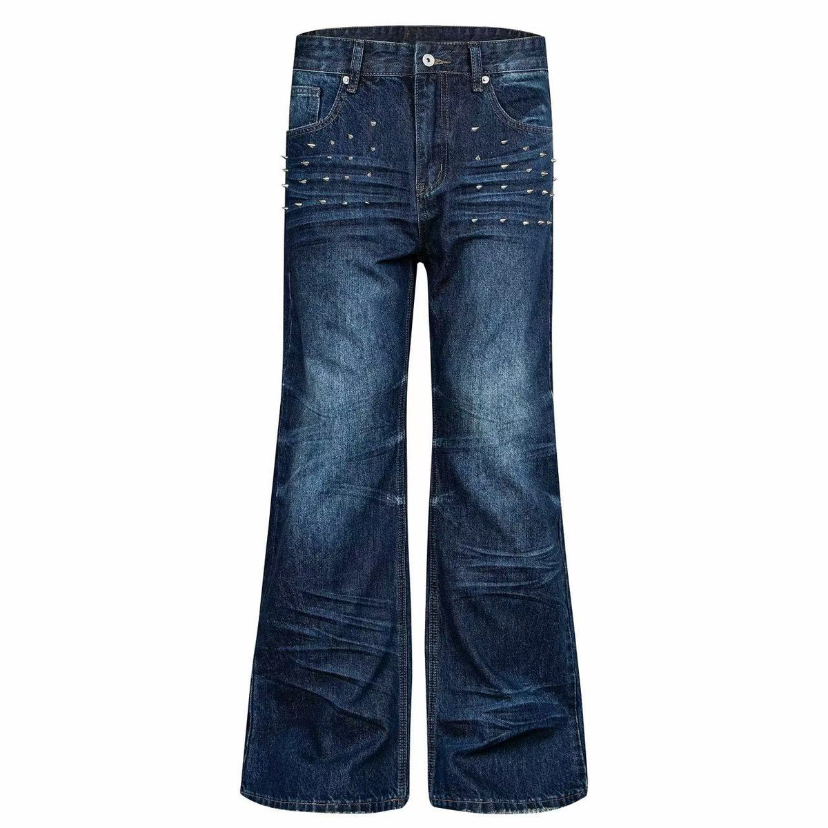 Madxmarx Studded Washed Wide-Leg Jeans