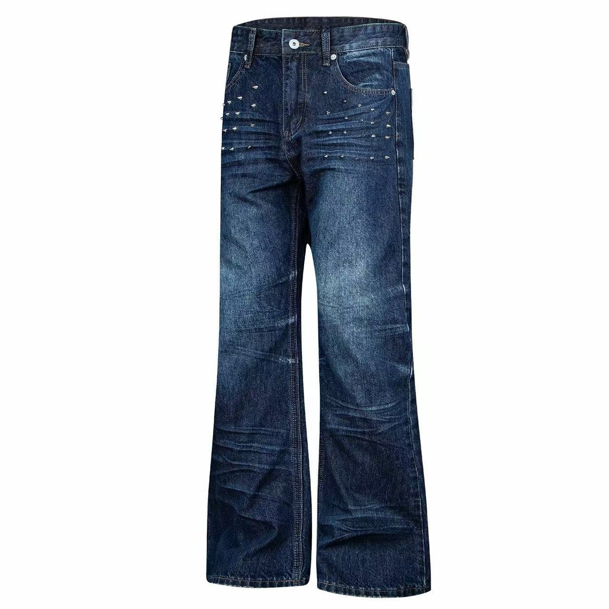 Madxmarx Studded Washed Wide-Leg Jeans
