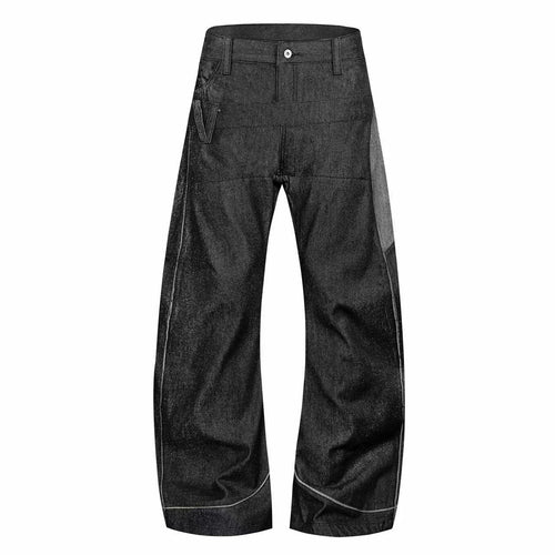 Madxmarx Contrast Panel Wide-Leg Jeans - S / Black