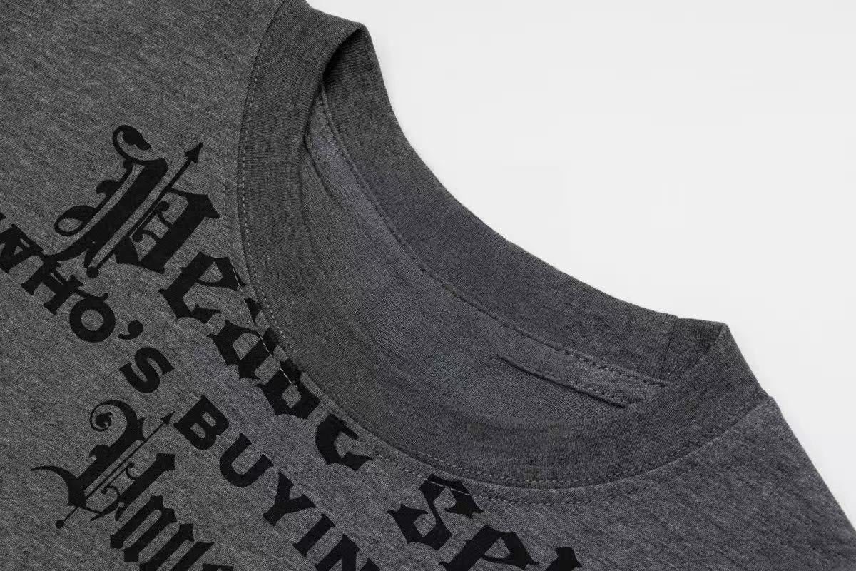 Madxmarx Striped Sleeve Gothic Graphic Long Sleeve Tee