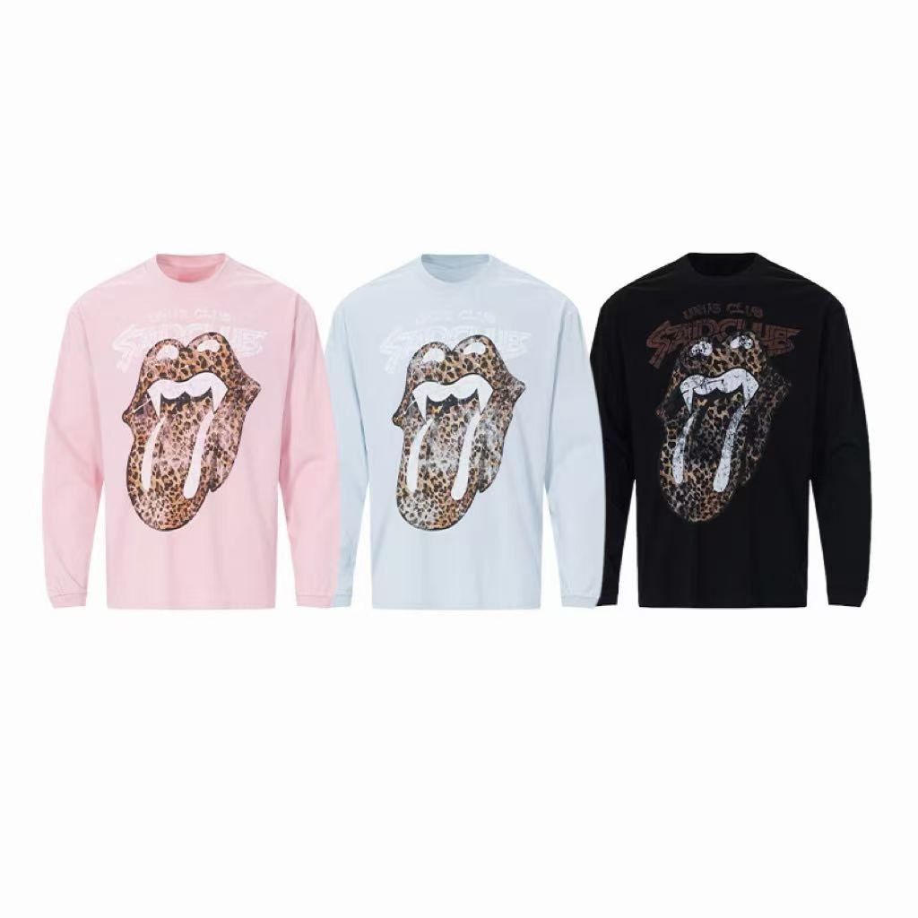 Madxmarx Leopard Tongue Graphic Long Sleeve Tee