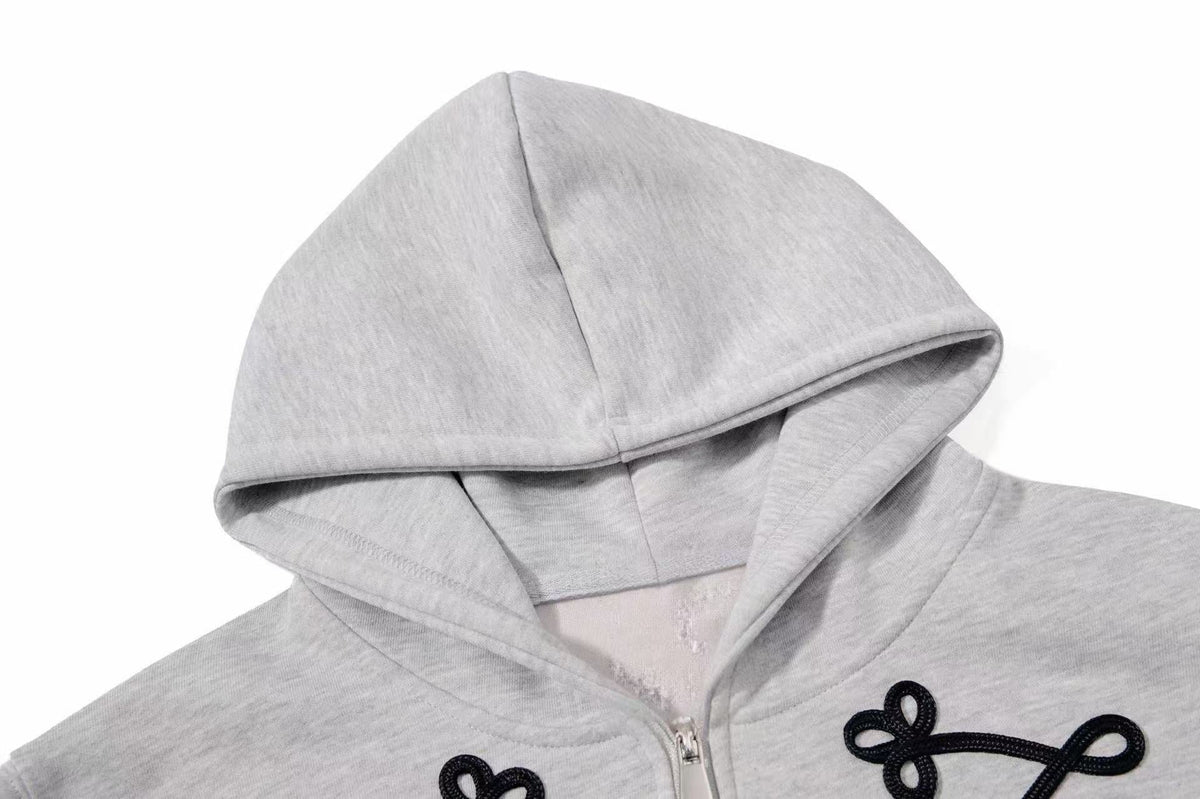 Madxmarx Braided Detail Zip-Up Hoodie