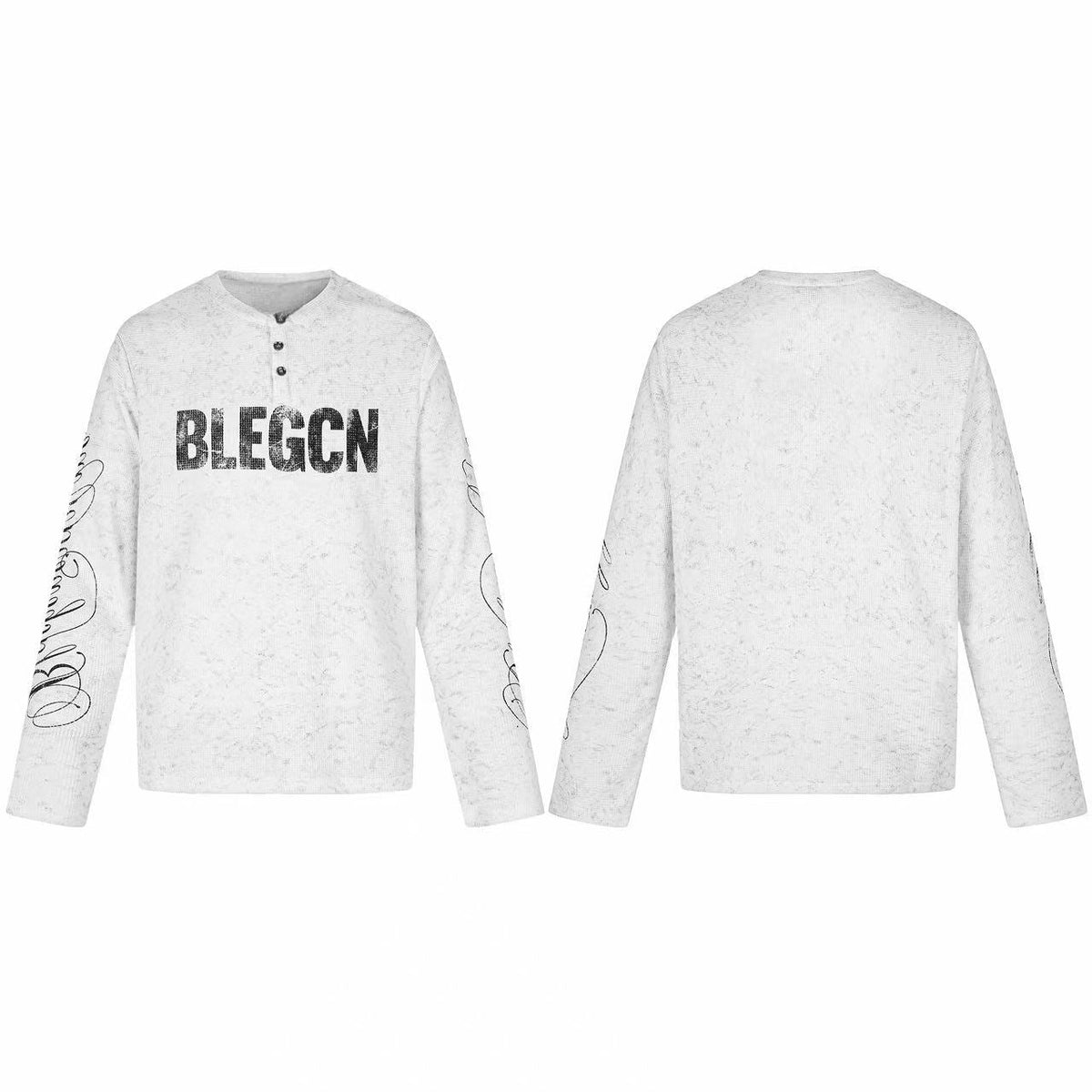 Madxmarx BLEGCH Graphic Henley Long Sleeve Tee