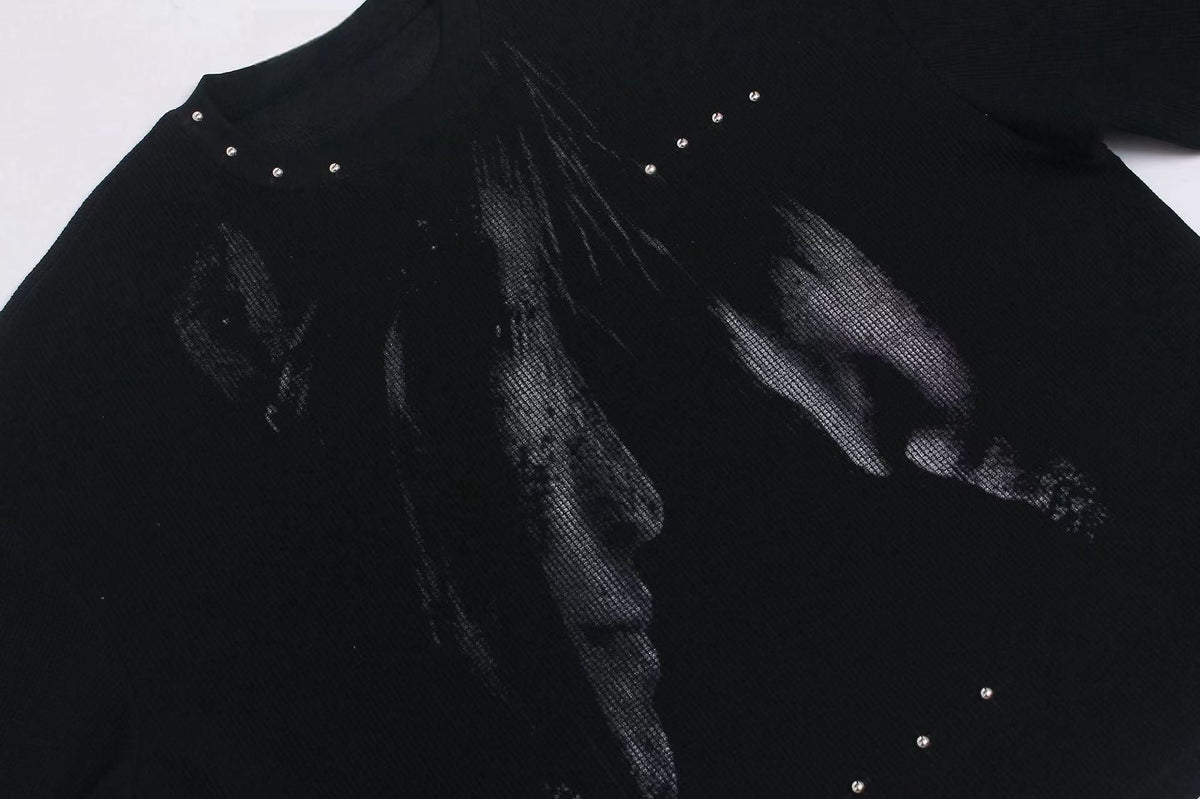 Madxmarx Studded Graphic Long Sleeve Tee