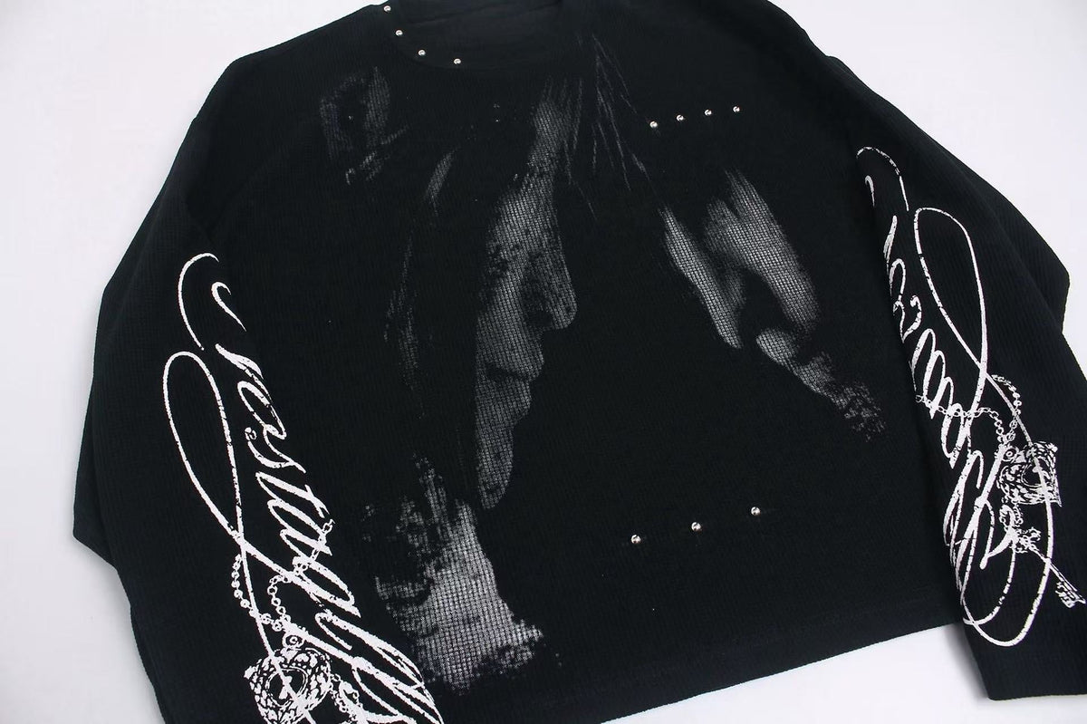 Madxmarx Studded Graphic Long Sleeve Tee