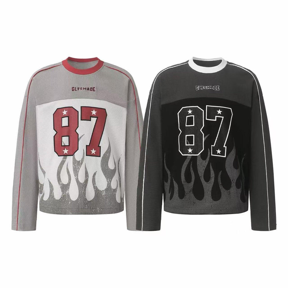Madxmarx 87 Flame Graphic Long Sleeve Tee