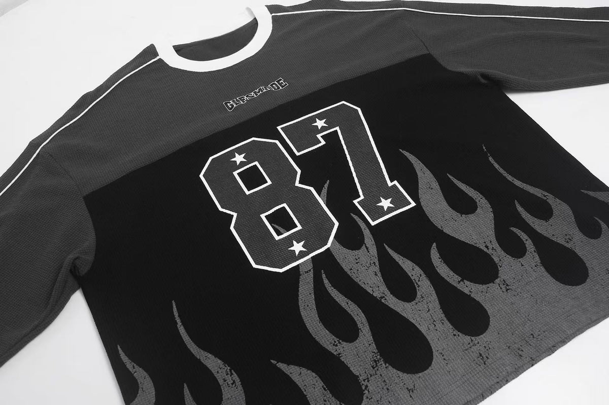 Madxmarx 87 Flame Graphic Long Sleeve Tee