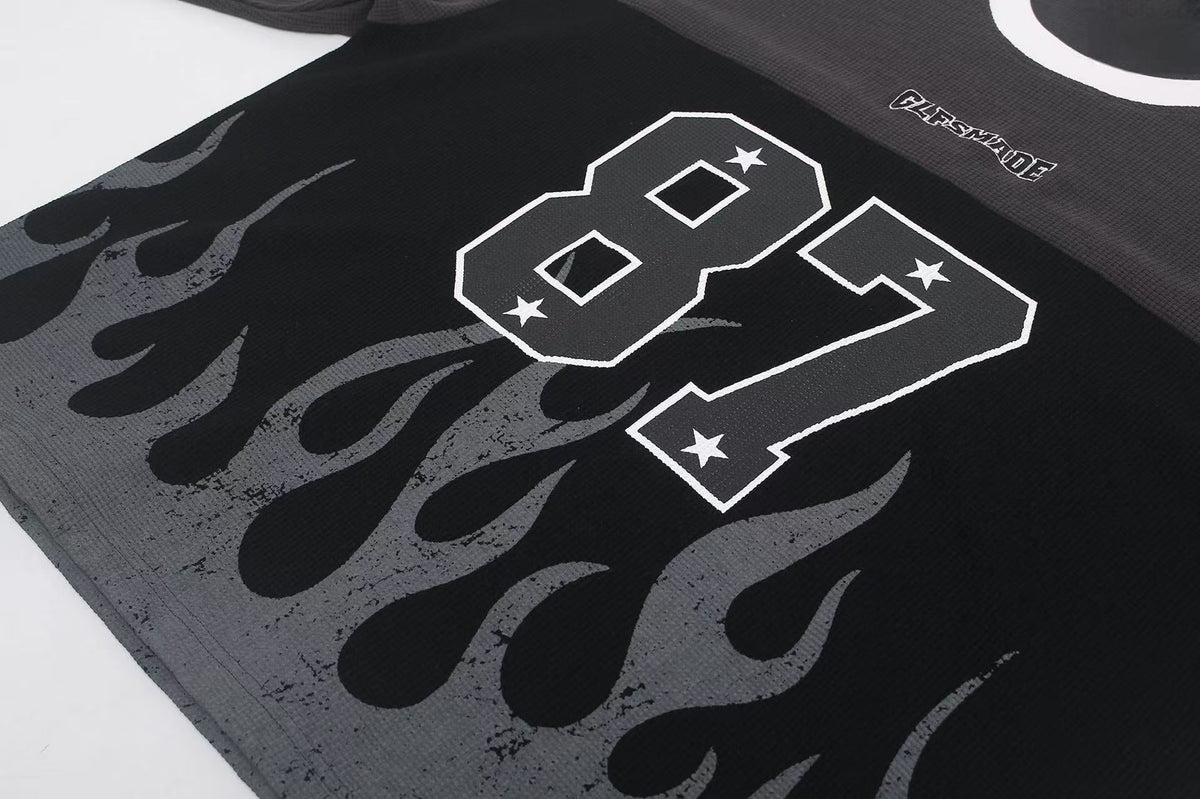 Madxmarx 87 Flame Graphic Long Sleeve Tee
