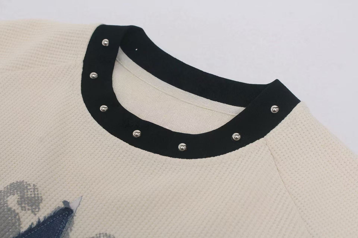 Madxmarx Studded Star Patch Long Sleeve Tee
