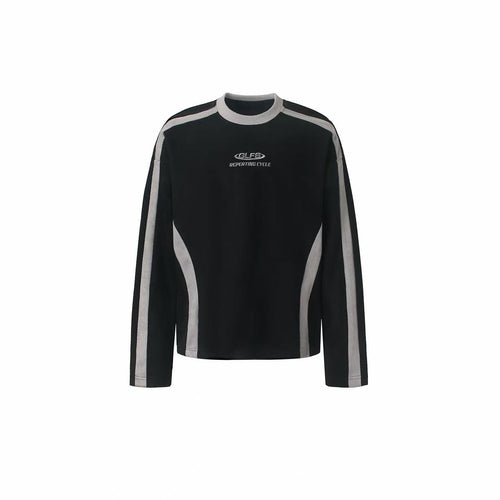 Madxmarx Contrast Panel Washed Long Sleeve Tee - M / Black
