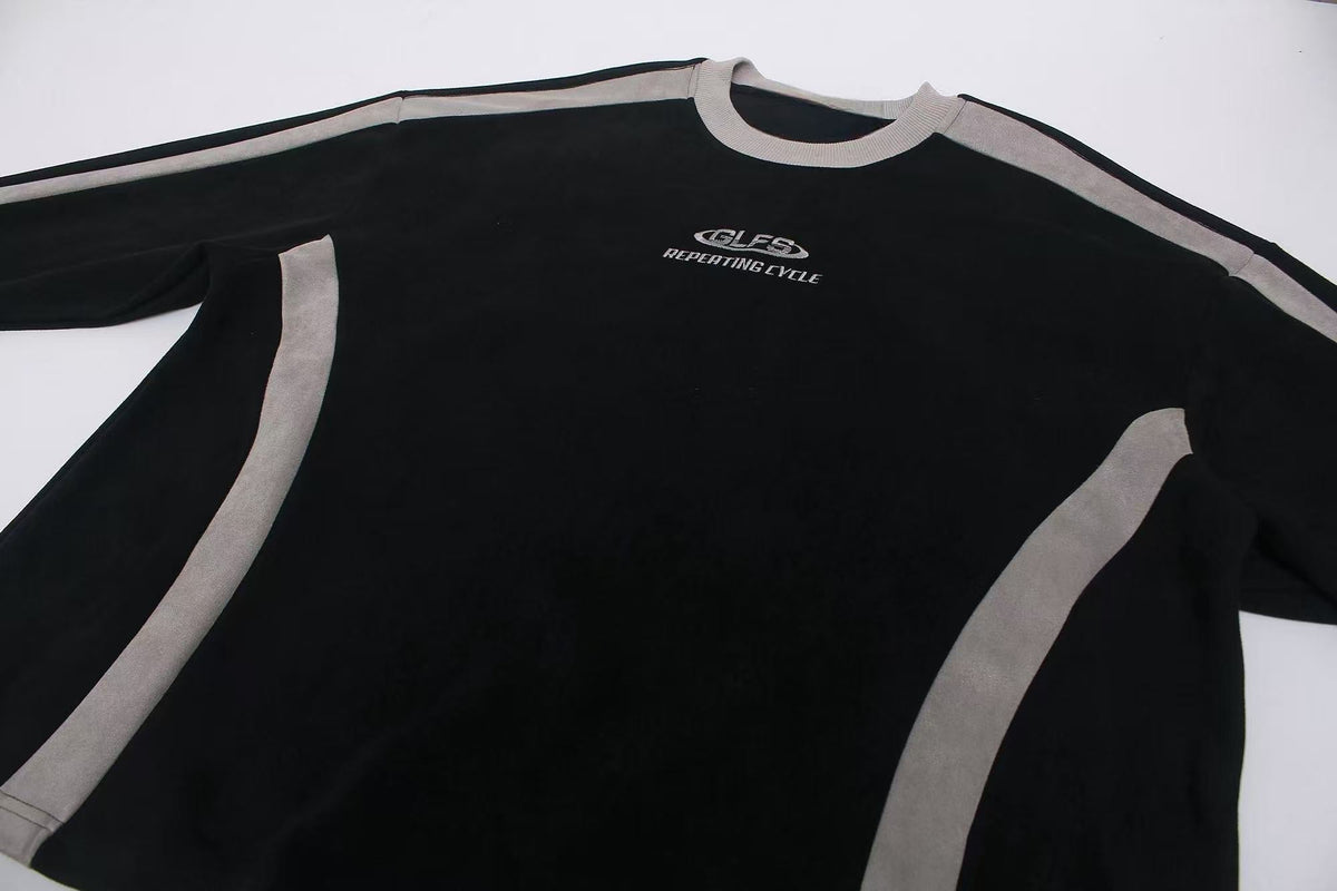 Madxmarx Contrast Panel Washed Long Sleeve Tee