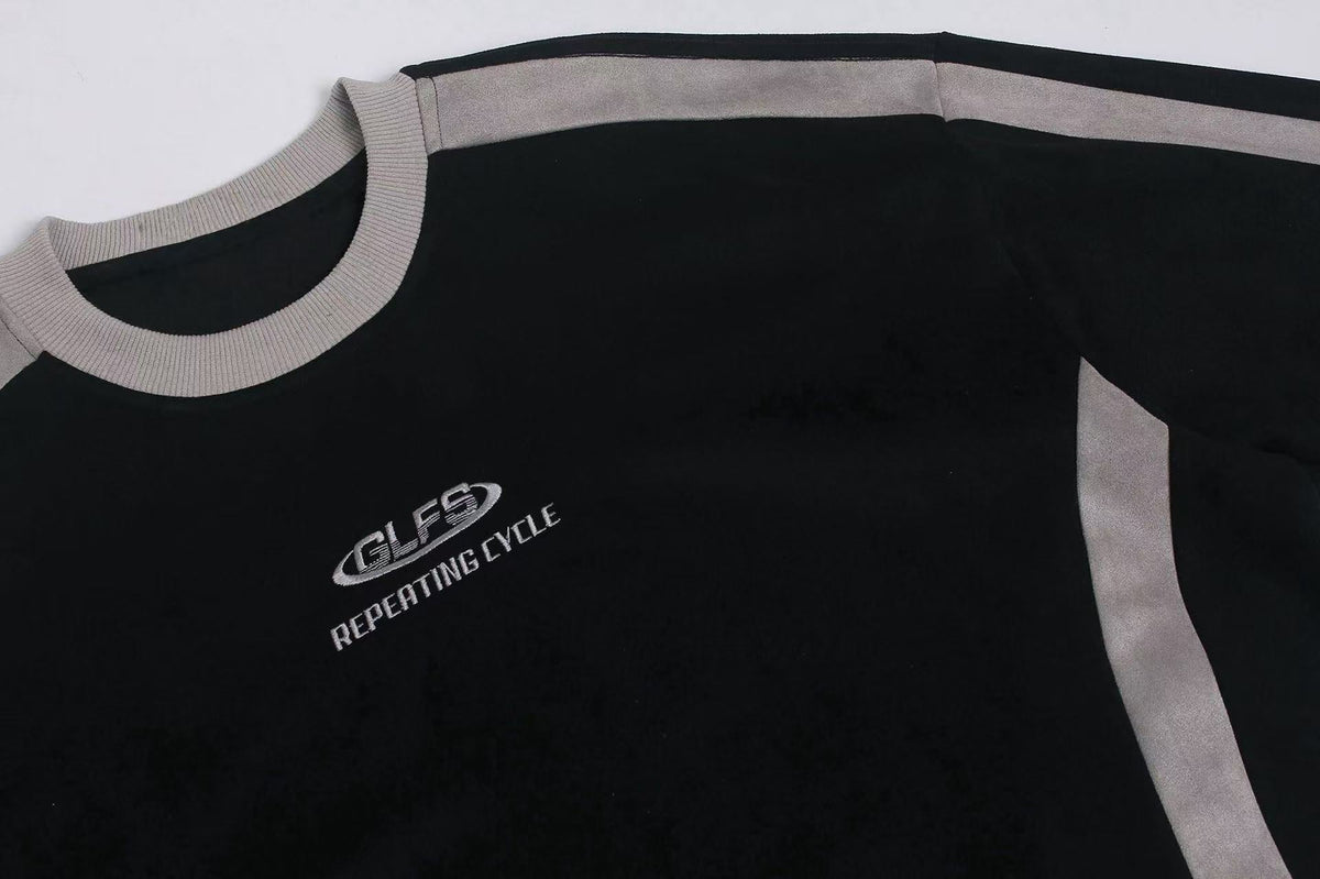 Madxmarx Contrast Panel Washed Long Sleeve Tee