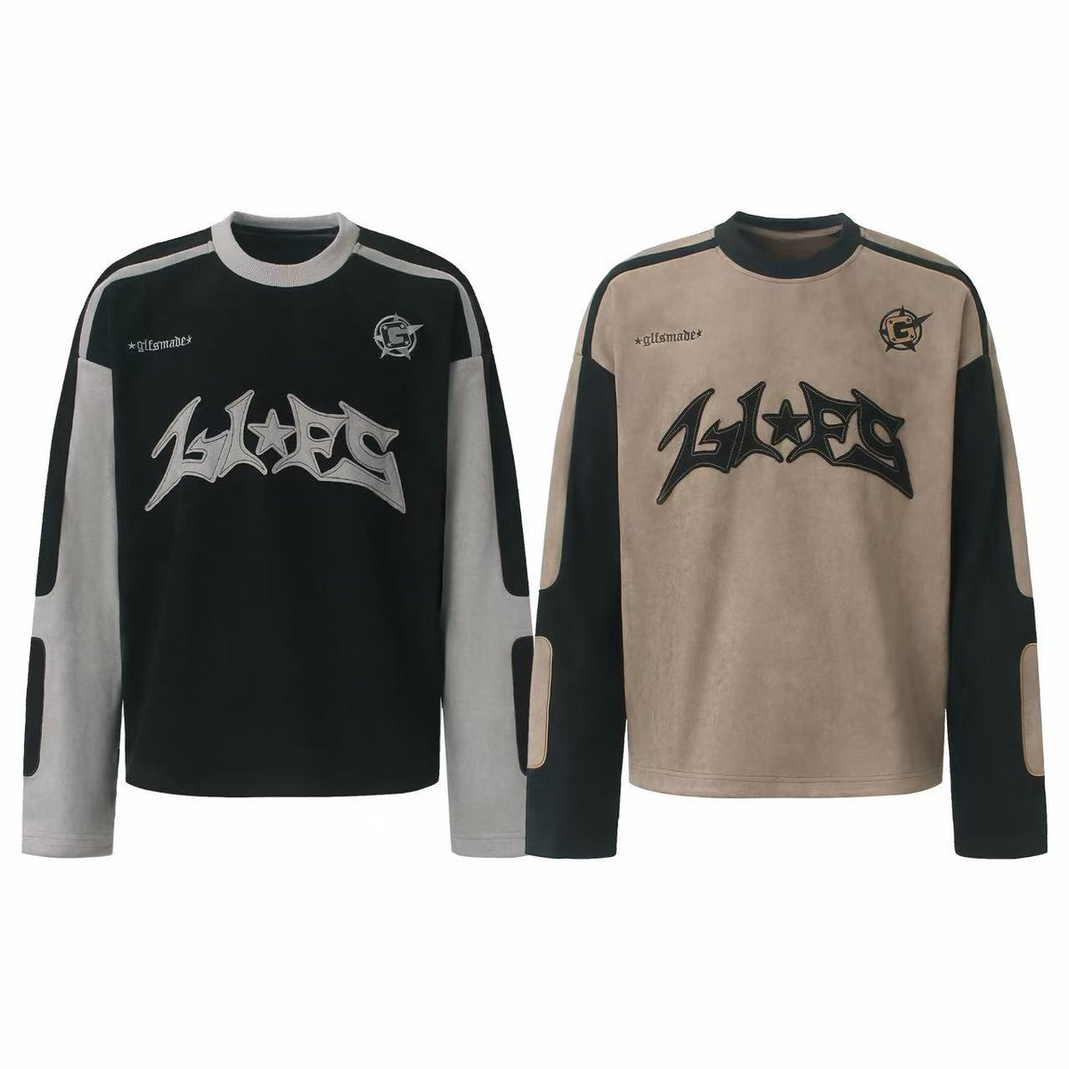Madxmarx Contrast Panel Gothic Graphic Long Sleeve Tee