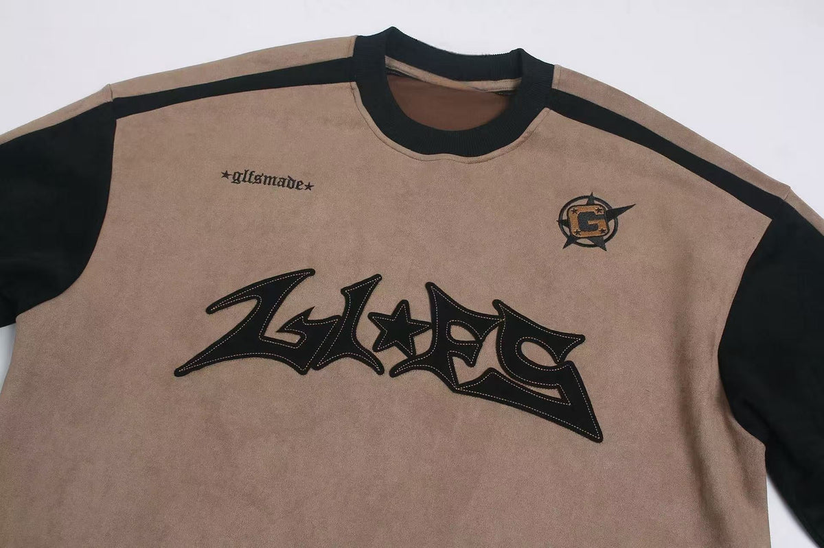 Madxmarx Contrast Panel Gothic Graphic Long Sleeve Tee