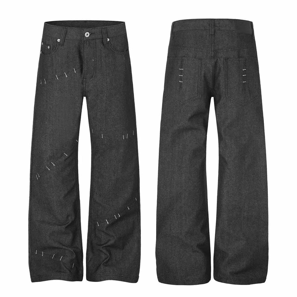 Madxmarx Stitched Detail Wide-Leg Jeans