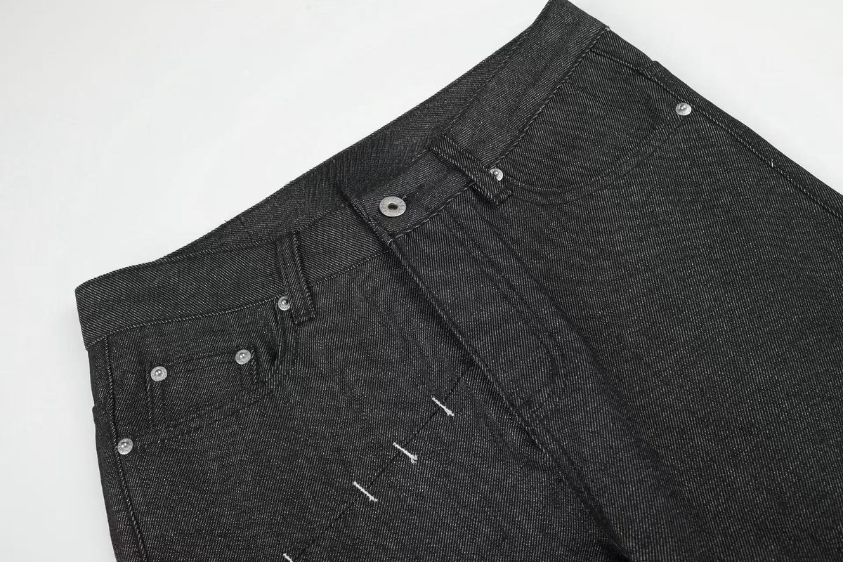Madxmarx Stitched Detail Wide-Leg Jeans