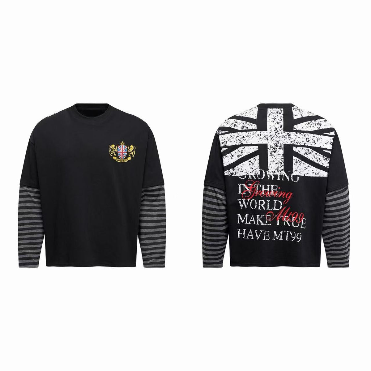Madxmarx Layered Union Jack Graphic Long Sleeve Tee