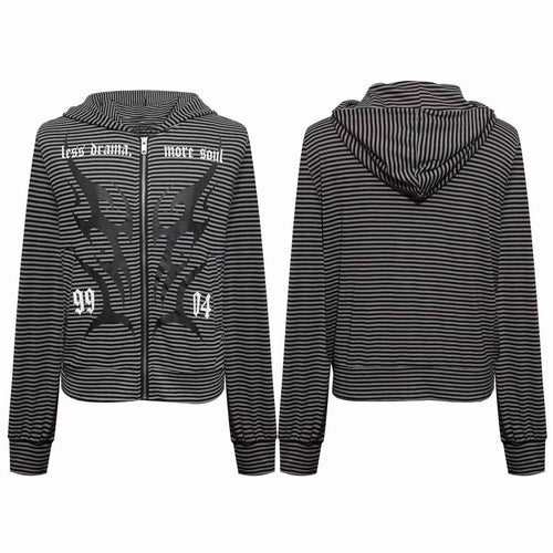 Madxmarx Tribal Stripe Zip-Up Hoodie - M / Black