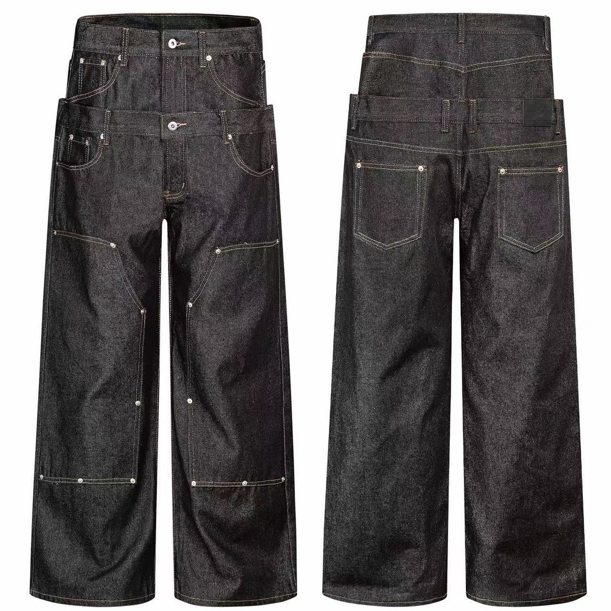 Madxmarx Double Waist Panel Wide-Leg Jeans
