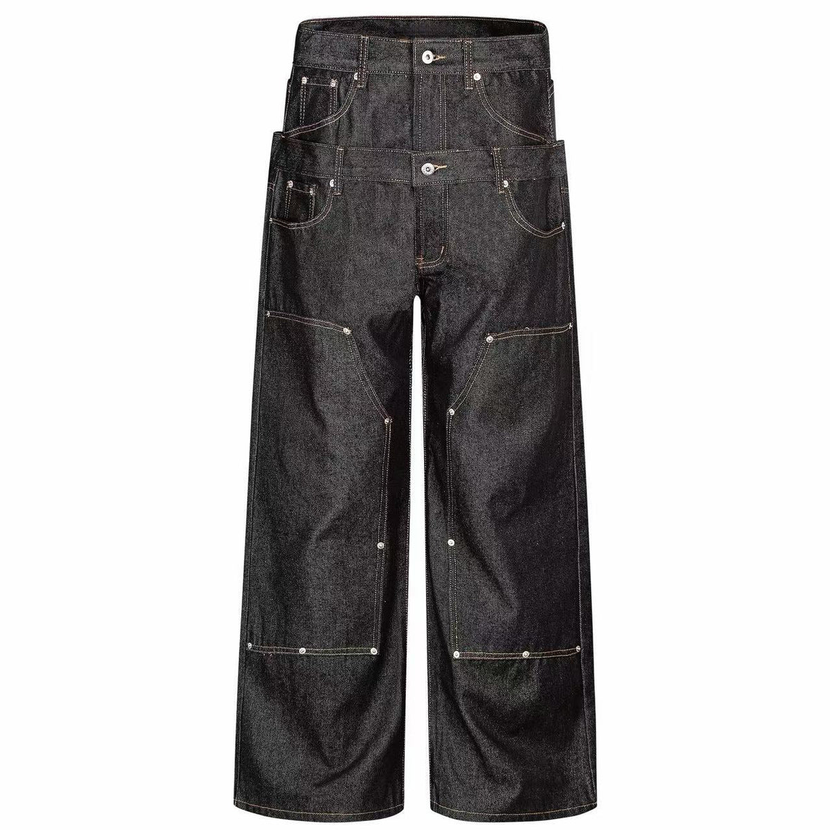 Madxmarx Double Waist Panel Wide-Leg Jeans
