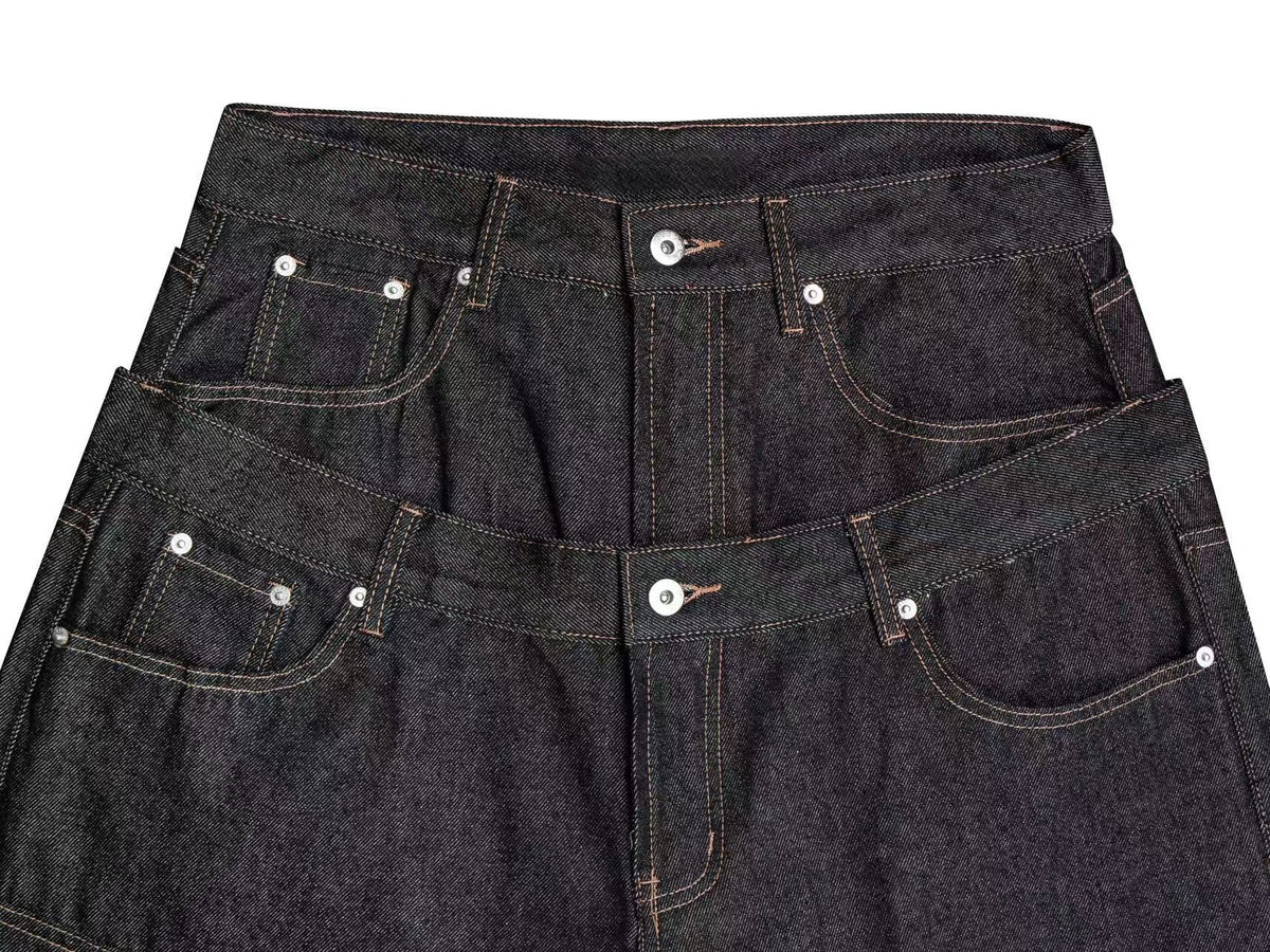 Madxmarx Double Waist Panel Wide-Leg Jeans