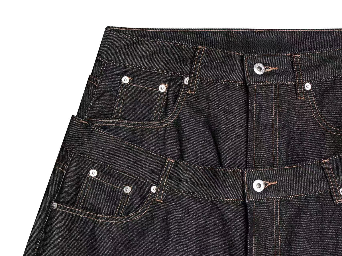 Madxmarx Double Waist Panel Wide-Leg Jeans