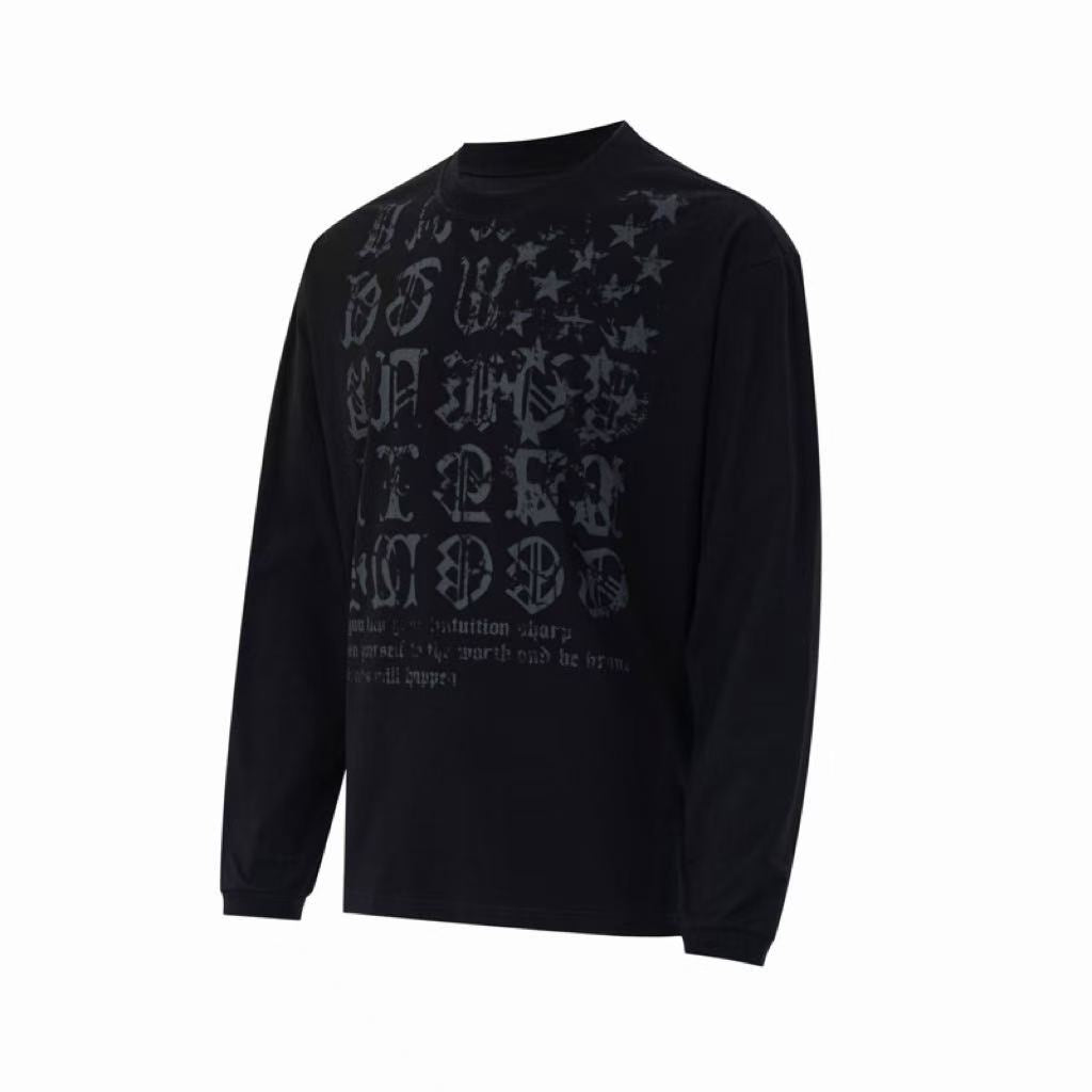 Madxmarx Distressed Gothic Graphic Long Sleeve Tee