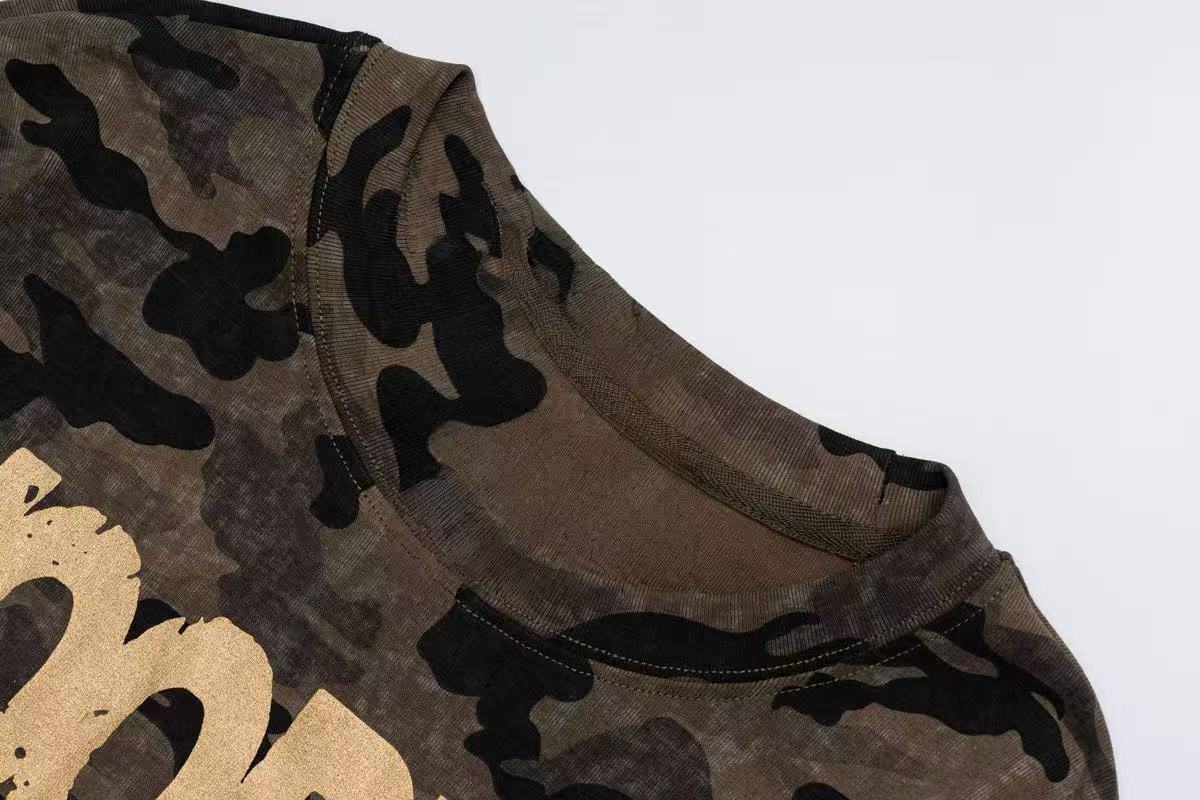 Madxmarx Camo Distressed Graphic Long Sleeve Tee