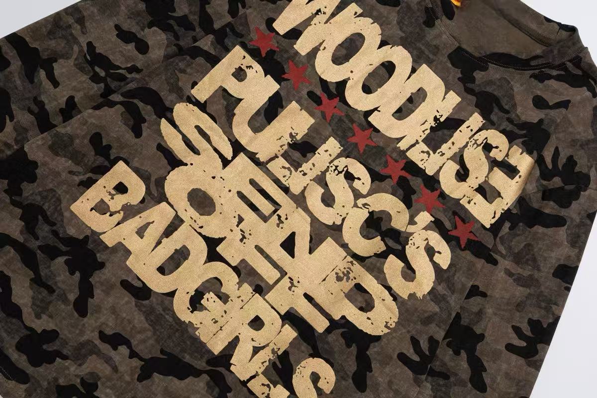 Madxmarx Camo Distressed Graphic Long Sleeve Tee