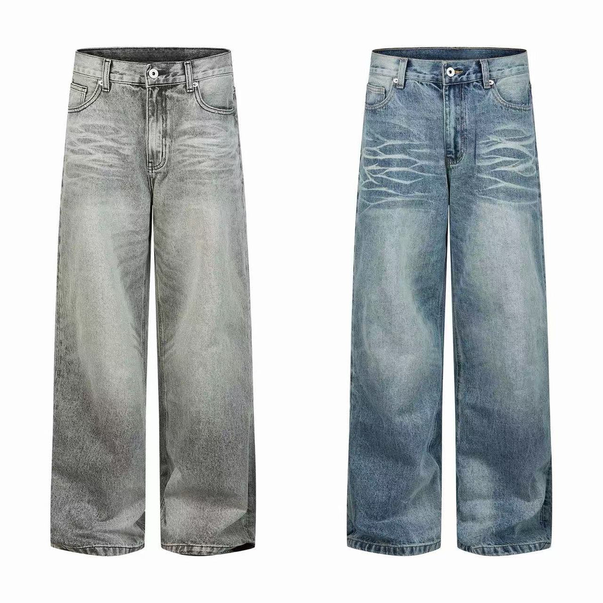 Madxmarx Washed Whisker Wide-Leg Jeans