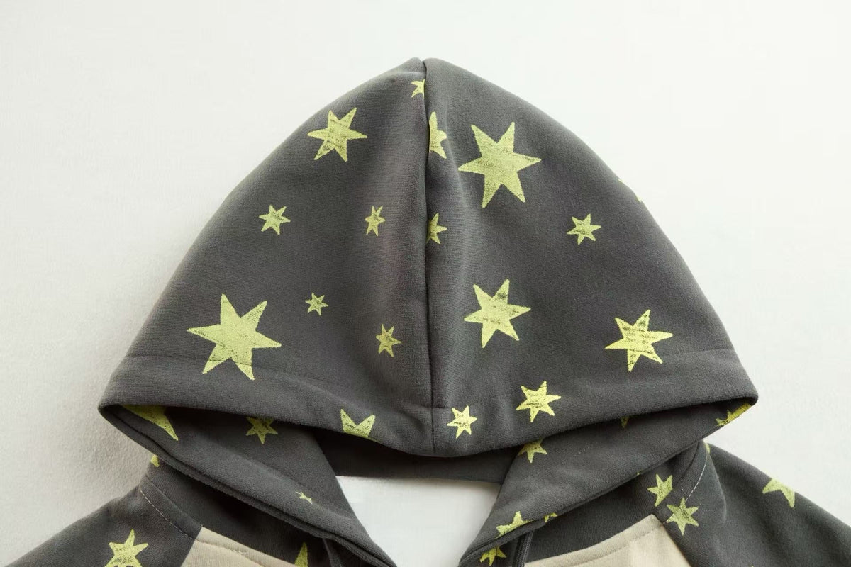 Madxmarx Leopard Star Graphic Zip-Up Hoodie