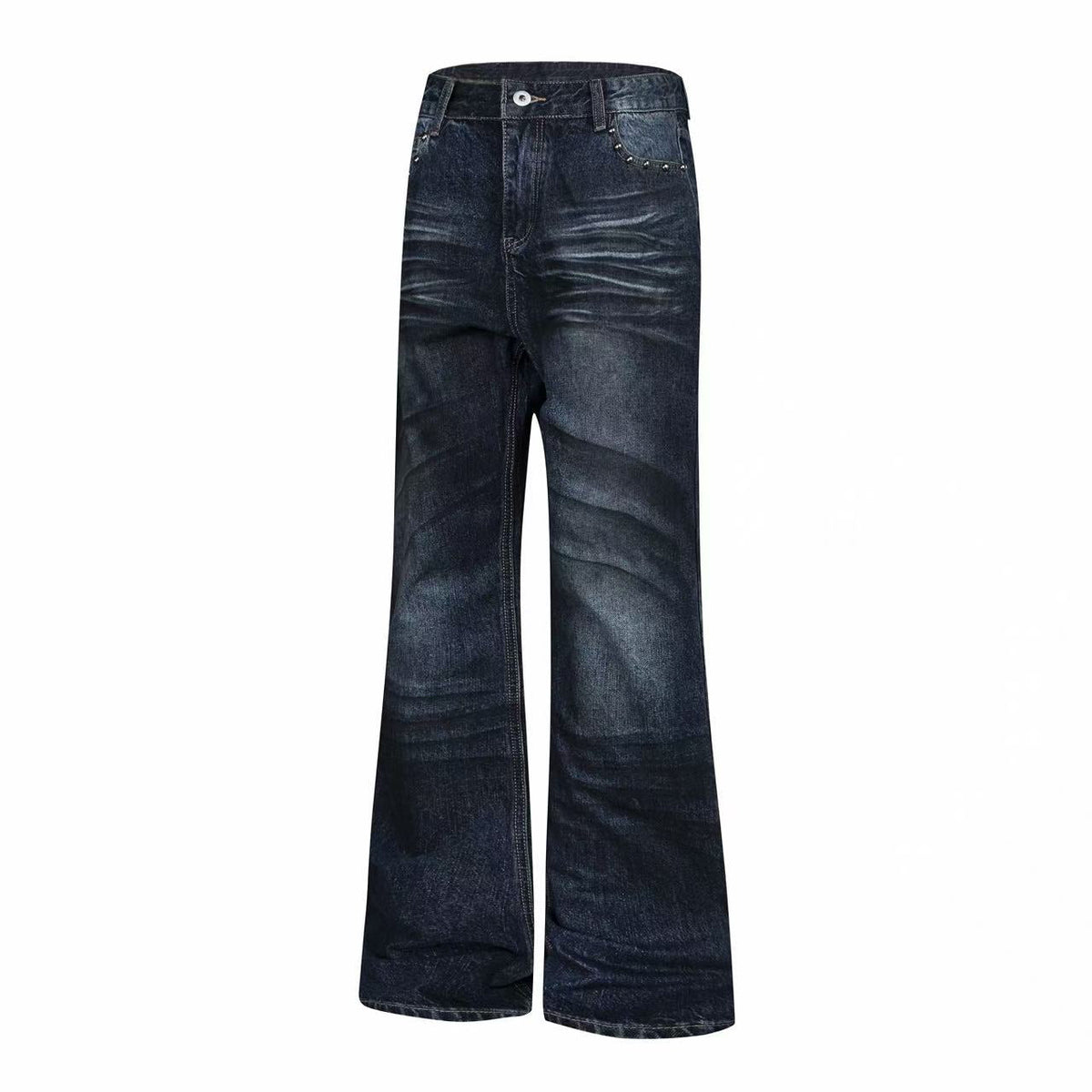 Madxmarx Union Jack Studded Wide-Leg Jeans
