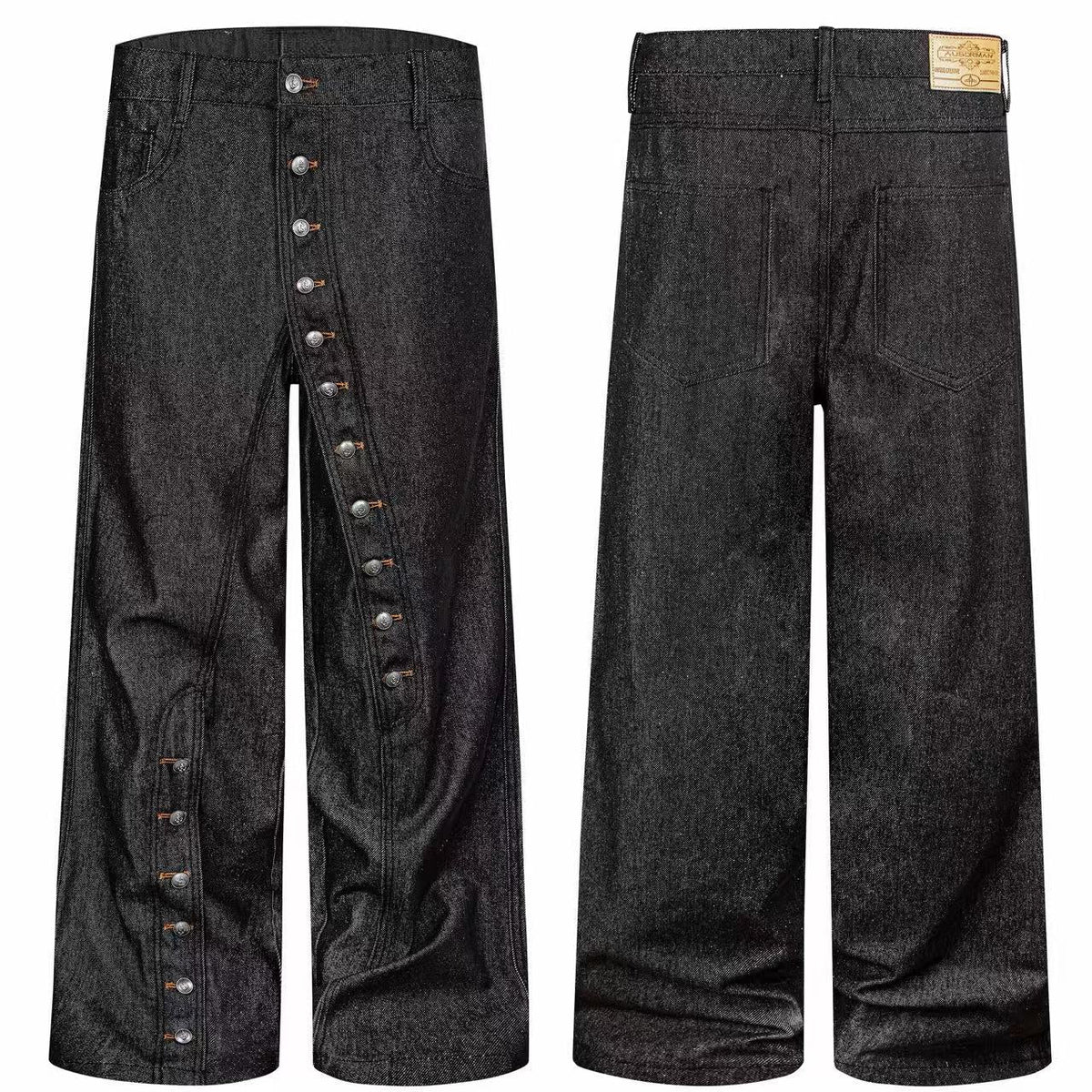 Madxmarx Asymmetric Button-Detail Baggy Jeans